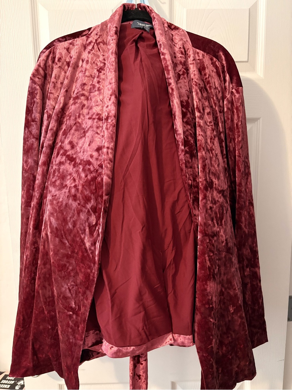 Modcloth Deep Rose Velvet Smoking Jacket